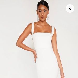 White square neck strappy maxi dress
